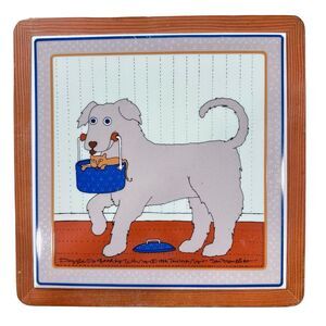 Vintage Taylor Ng Wall Hanging Ceramic Trivet "Doggie Do Good" Dog CAT